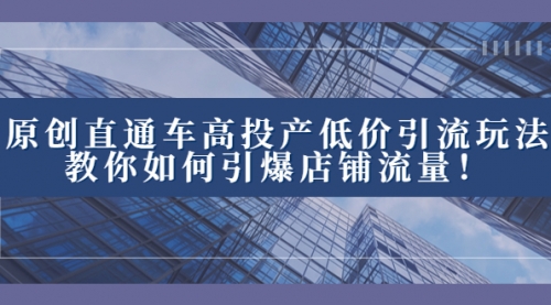 【副业项目8402期】2023直通车高投产低价引流玩法，教你如何引爆店铺流量！-盈途副业网