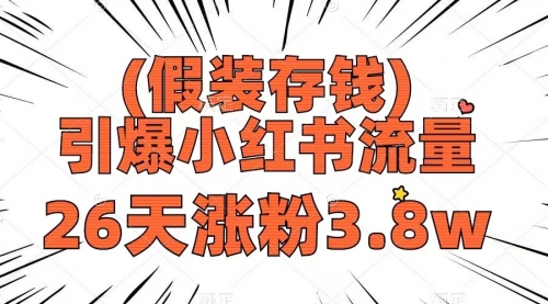 【副业项目8407期】假装存钱，引爆小红书流量， 26天涨粉3.8w-盈途副业网