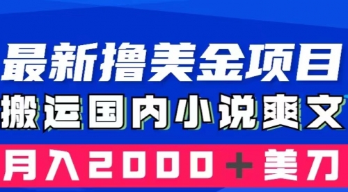 【副业项目8408期】国内小说爽文搬运到国外，复制粘贴一月2000+美金-盈途副业网