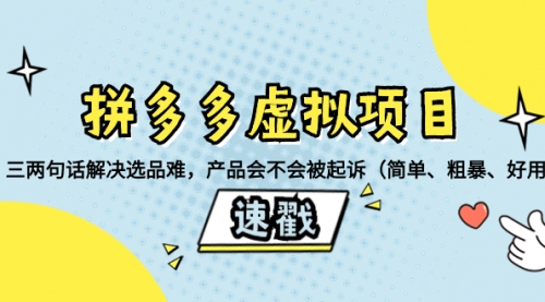 【副业项目8438期】拼多多虚拟项目：三两句话解决选品难，产品会不会被起诉-盈途副业网