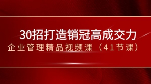 【副业项目8634期】30招-打造销冠高成交力-企业管理精品视频课-盈途副业网