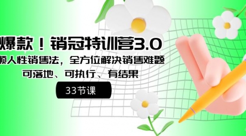 【副业8705期】销冠特训营3.0之顺人性销售法，全方位解决销售难题、可落地-盈途副业网