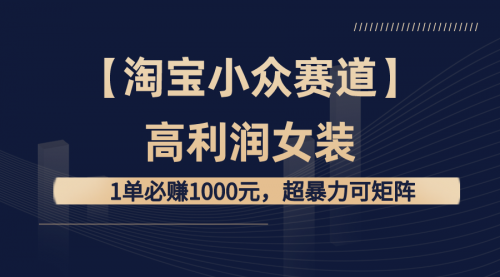 【副业8721期】【淘宝小众赛道】高利润女装：1单必赚1000元-盈途副业网