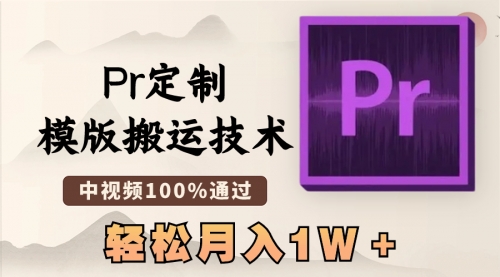 【副业8726期】最新Pr定制模版搬运技术，中视频100%通过-盈途副业网