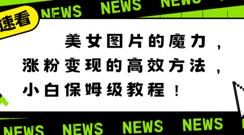 【副业8733期】美女图片的魔力，涨粉变现的高效方法，小白保姆级教程！-盈途副业网