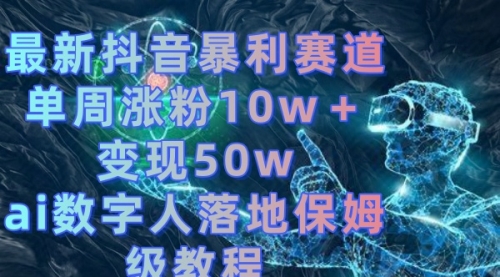 【副业8738期】最新抖音暴利赛道，单周涨粉10w＋变现50w的ai数字人落地保姆级教程-盈途副业网