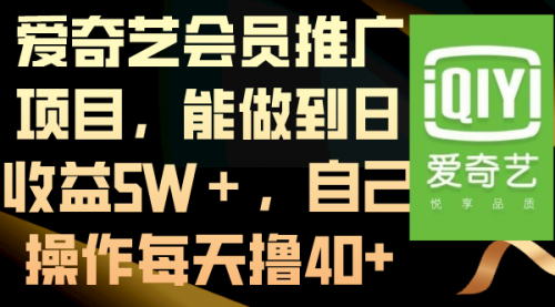 【副业8764期】爱奇艺会员推广项目，能做到日收益5W＋-盈途副业网