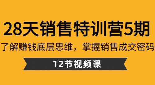 【副业8768期】28天·销售特训营5期：了解赚钱底层思维，掌握销售成交密码（12节课）-盈途副业网