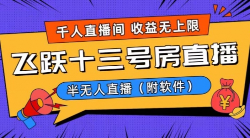 【副业8791期】爆火飞跃十三号房半无人直播，一场直播上千人，日入过万！-盈途副业网