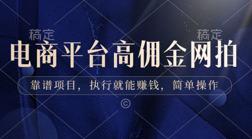 【副业8813期】电商平台高佣金网拍，靠谱项目，执行就能赚钱，简单操作-盈途副业网