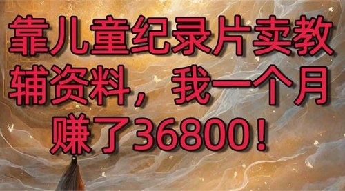 【副业8869期】靠儿童纪录片卖教辅资料，一个月赚了36800！暴力变现2.0版本，喂饭级教学-盈途副业网