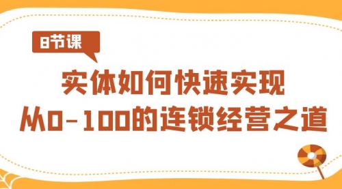 【副业8986期】实体·如何快速实现从0-100的连锁经营之道（8节视频课）-盈途副业网