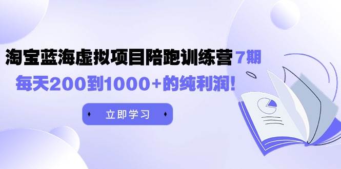 黄岛主《淘宝蓝海虚拟项目陪跑训练营7期》每天200到1000+的纯利润-盈途副业网