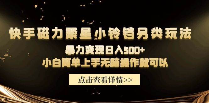 快手磁力聚星小铃铛另类玩法，暴力变现日入500+小白简单上手无脑操作就可以-盈途副业网