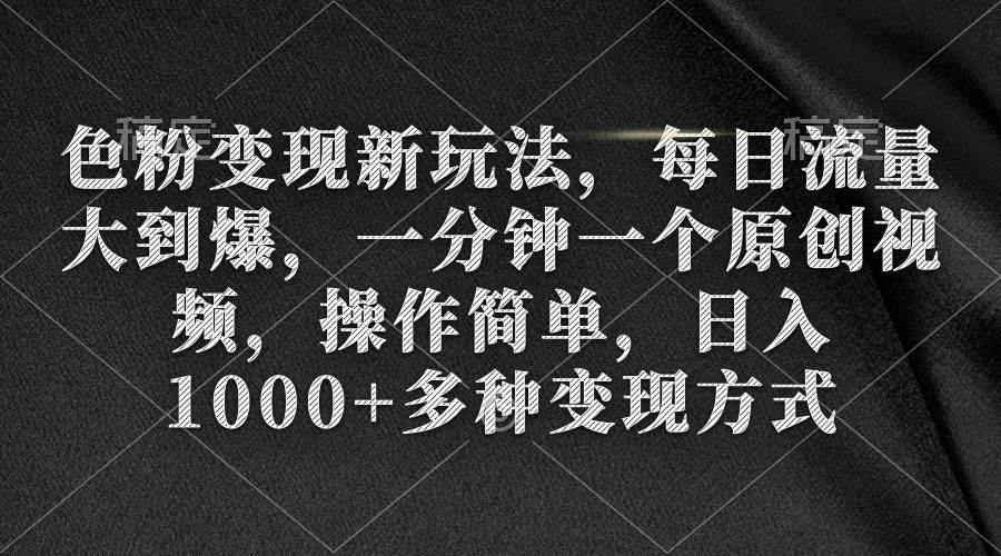 色粉变现新玩法，每日流量大到爆，一分钟一个原创视频，操作简单，日入1000+-盈途副业网