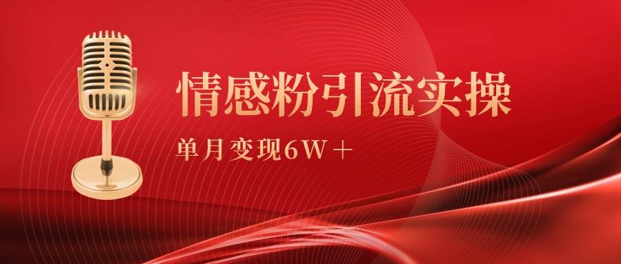 单月变现6w+，情感粉引流变现实操课-盈途副业网