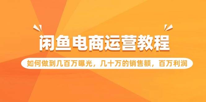 闲鱼电商运营教程：如何做到几百万曝光，几十万的销售额，百万利润-盈途副业网