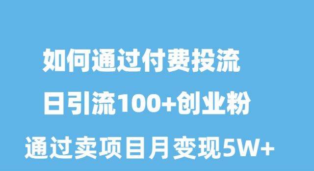 如何通过付费投流日引流100+创业粉月变现5W+-盈途副业网
