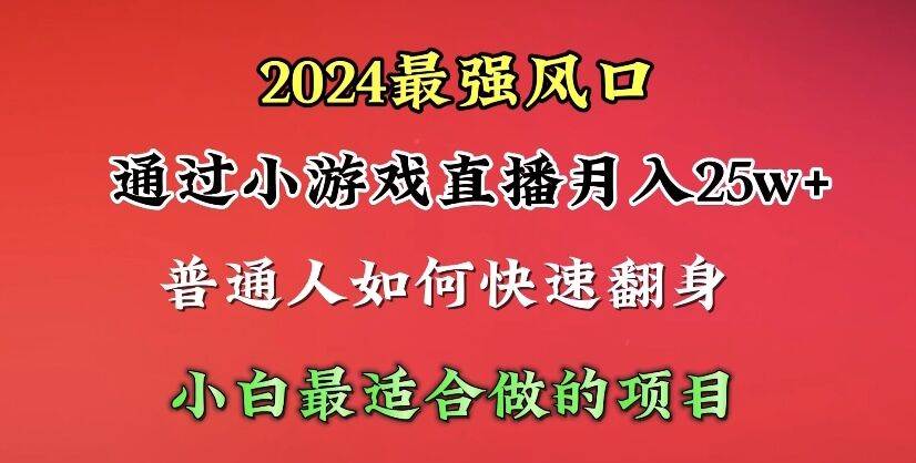 2024年最强风口，通过小游戏直播月入25w+单日收益5000+小白最适合做的项目-盈途副业网