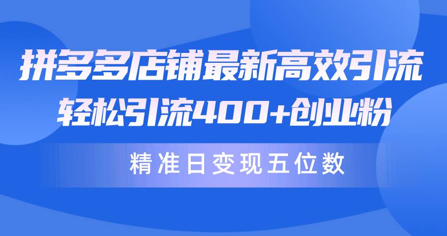 拼多多店铺最新高效引流术，轻松引流400+创业粉，精准日变现五位数！-盈途副业网