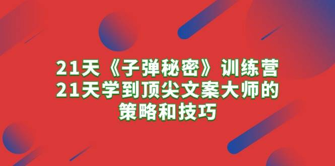 21天《子弹秘密》训练营，21天学到顶尖文案大师的策略和技巧-盈途副业网
