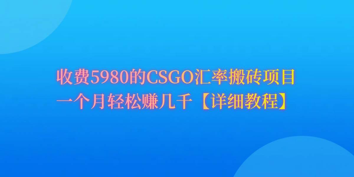 CSGO装备搬砖，月综合收益率高达60%，你也可以！-盈途副业网