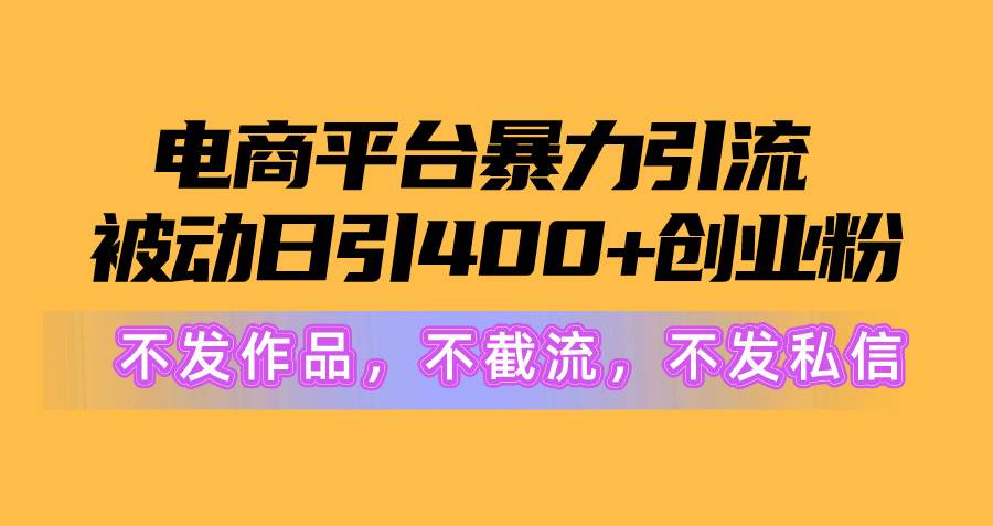 电商平台暴力引流,被动日引400+创业粉不发作品，不截流，不发私信-盈途副业网