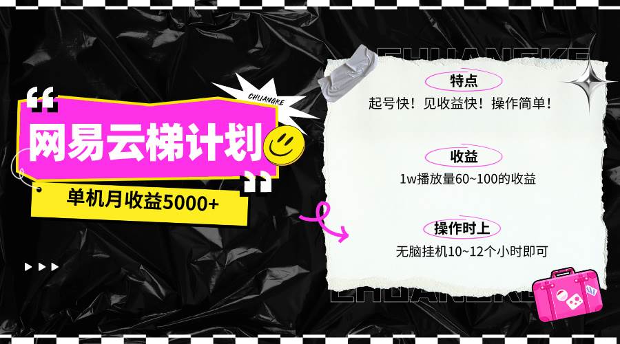 最新网易云梯计划网页版，单机月收益5000+！可放大操作-盈途副业网