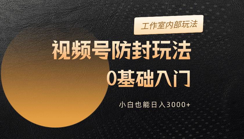 2024视频号升级防封玩法，零基础入门，小白也能日入3000+-盈途副业网
