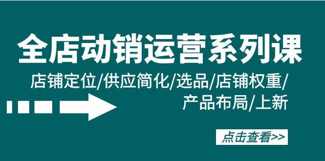 全店·动销运营系列课：店铺定位/供应简化/选品/店铺权重/产品布局/上新-盈途副业网