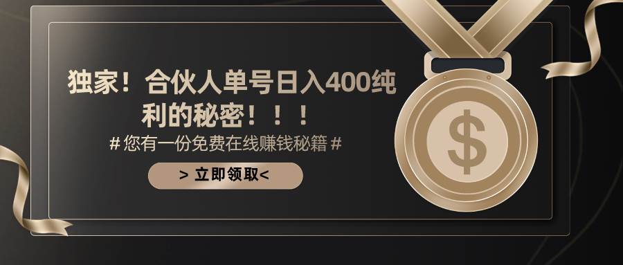 合伙人广告撸金最新玩法，每天单号400纯利-盈途副业网