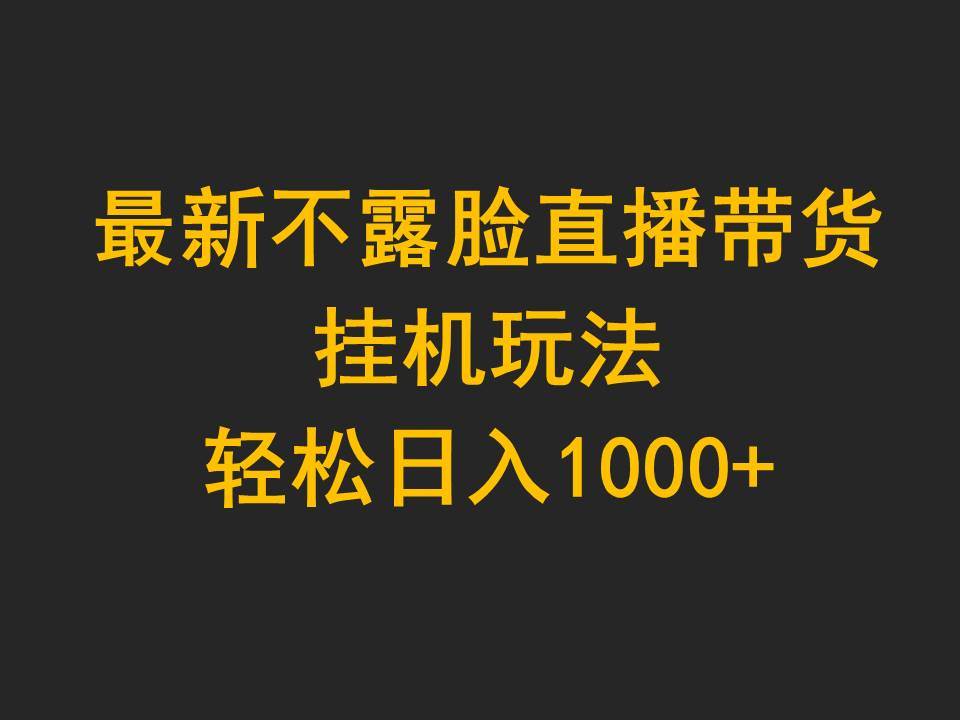 最新不露脸直播带货，挂机玩法，轻松日入1000+-盈途副业网
