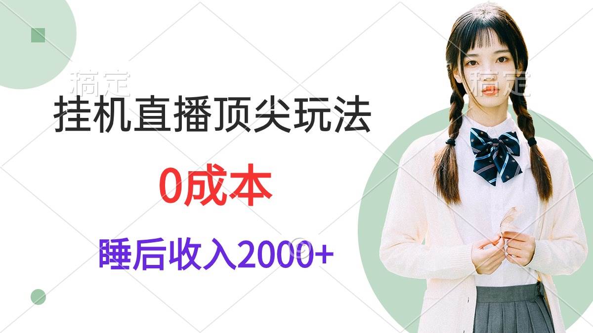 挂机直播顶尖玩法，睡后日收入2000+、0成本，视频教学-盈途副业网