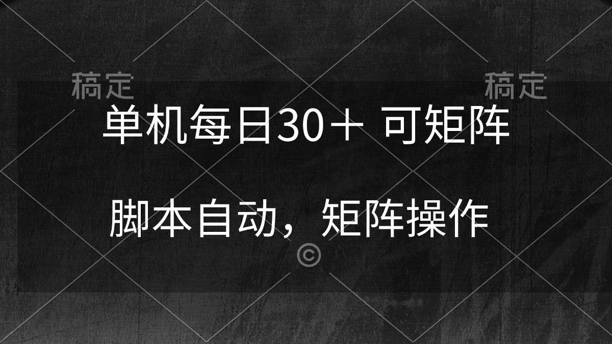 单机每日30＋ 可矩阵，脚本自动 稳定躺赚-盈途副业网