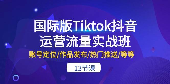 国际版Tiktok抖音运营流量实战班：账号定位/作品发布/热门推送/等等-13节-盈途副业网