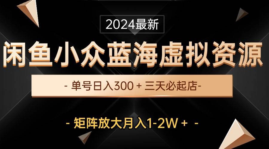 最新闲鱼小众蓝海虚拟资源，单号日入300＋，三天必起店，矩阵放大月入1-2W-盈途副业网