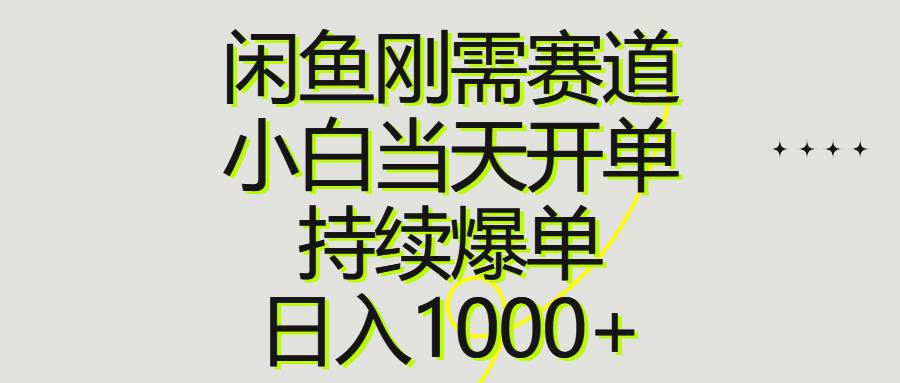 闲鱼刚需赛道，小白当天开单，持续爆单，日入1000+-盈途副业网