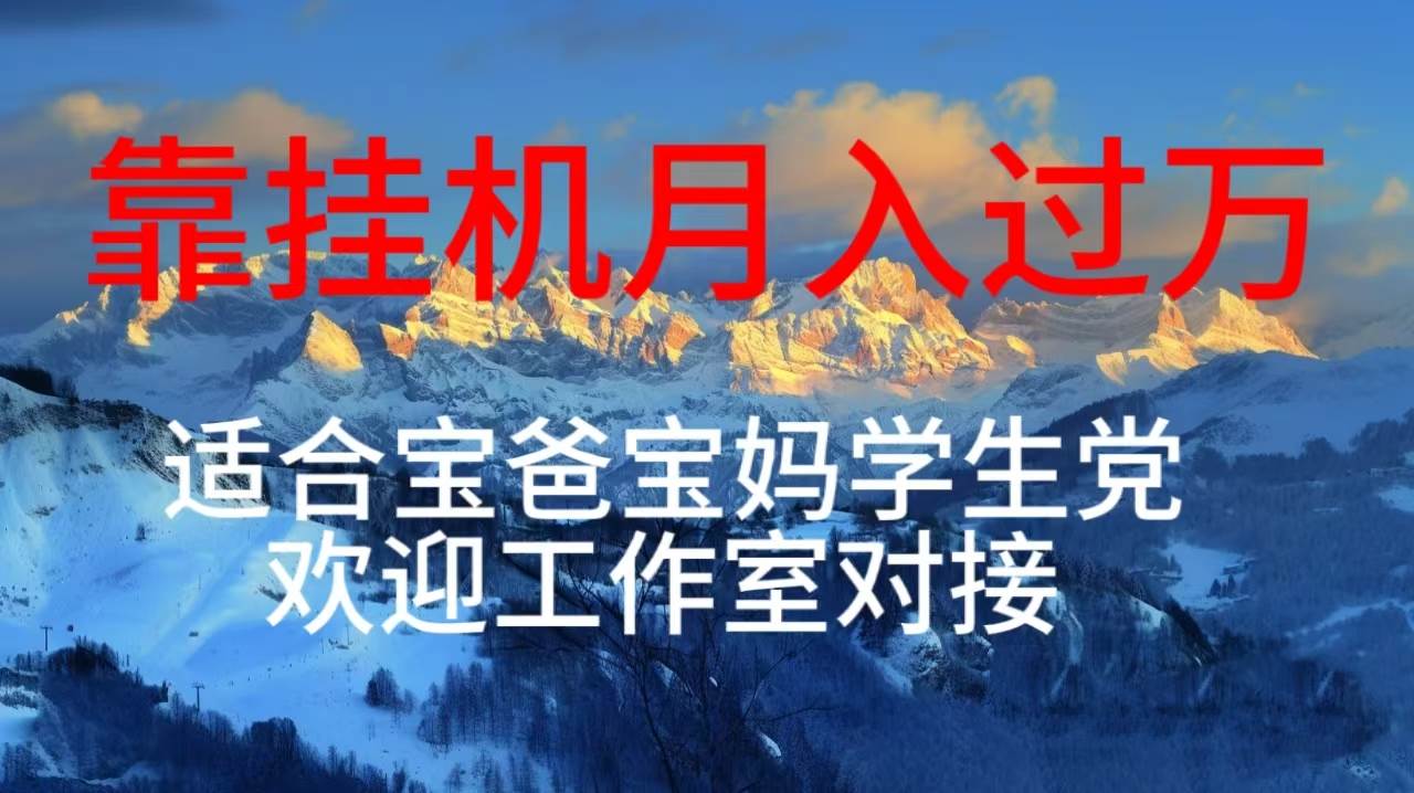 每天躺着日入几百挂机项目，适合宝爸宝妈学生党工作室对接-盈途副业网