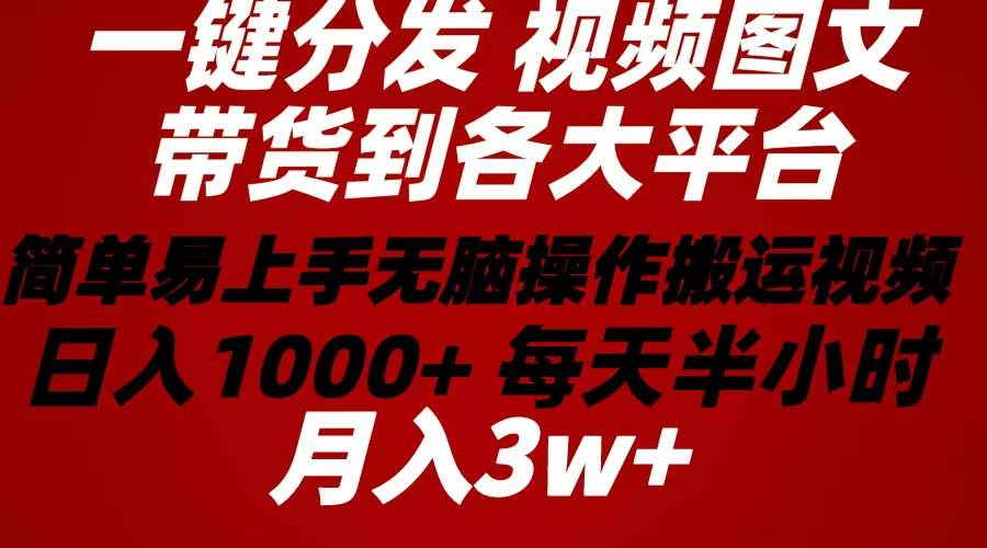 2024年 一键分发带货图文视频  简单易上手 无脑赚收益 每天半小时日入1…-盈途副业网