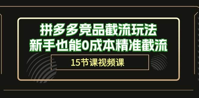 拼多多竞品截流玩法，新手也能0成本精准截流（15节课）-盈途副业网