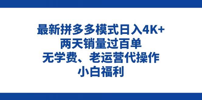 拼多多最新模式日入4K+两天销量过百单，无学费、老运营代操作、小白福利-盈途副业网