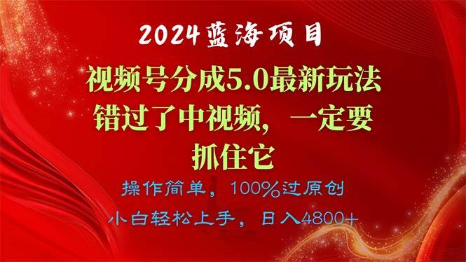 2024蓝海项目，视频号分成计划5.0最新玩法，错过了中视频，一定要抓住…-盈途副业网