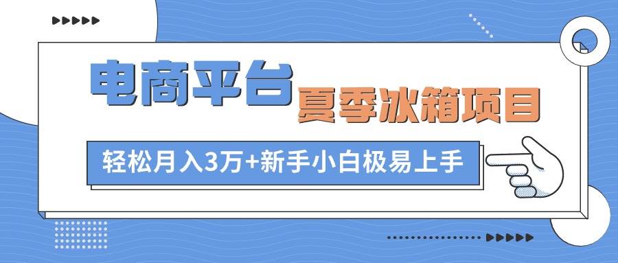 电商平台夏季冰箱项目，轻松月入3万+，新手小白极易上手-盈途副业网