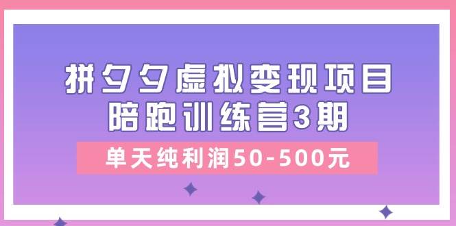 某收费培训《拼夕夕虚拟变现项目陪跑训练营3期》单天纯利润50-500元-盈途副业网