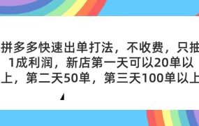 拼多多2天起店,只合作不卖课不收费,上架产品无偿对接,只需要你回...-盈途副业网