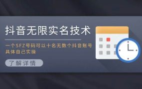 抖音无限实名技术:一个SFZ号码可以十名无数个抖音账号,具体自己实操-盈途副业网
