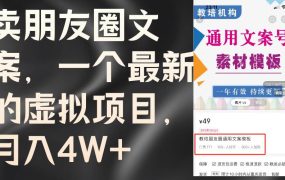 卖朋友圈文案,一个最新的虚拟项目,月入4W+(教程+素材)-盈途副业网