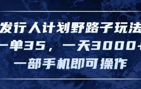 发行人计划野路子玩法，一单35，一天3000+，一部手机即可操作-盈途副业网