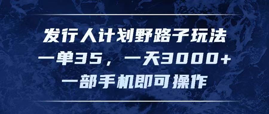 发行人计划野路子玩法，一单35，一天3000+，一部手机即可操作-盈途副业网