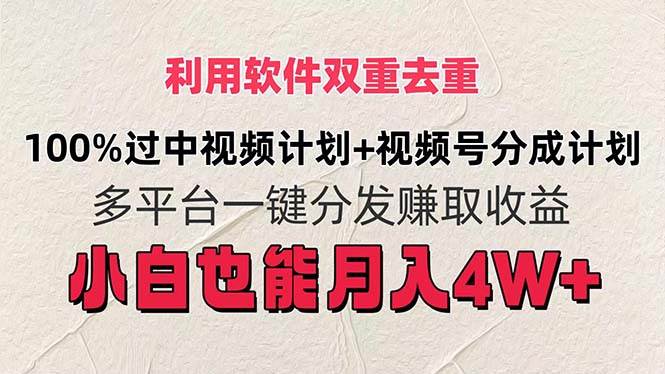 利用软件双重去重，100%过中视频+视频号分成计划小白也可以月入4W+-盈途副业网